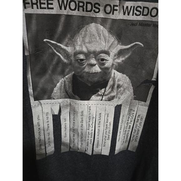 T Shirts - Star Wars Yoda Free Words Of Wisdom Gray L - Excellent Condition - Picture 2 of 7